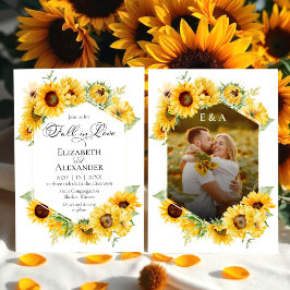 Convites Sunflower Autumn Fall in Love Photo Weding
