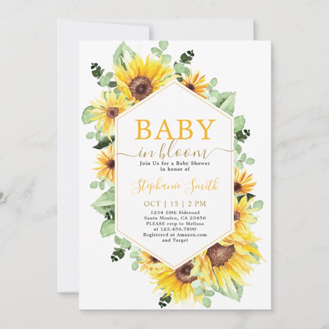 Convites Sunflower Baby in Bloom Invitation (Frente)