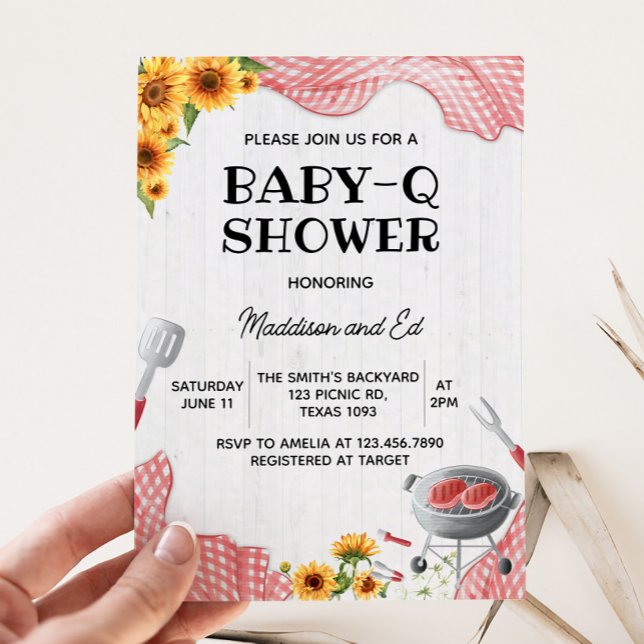 Convites Sunflower Baby Q Baby Shower (Baby Q Baby Shower Invitation)