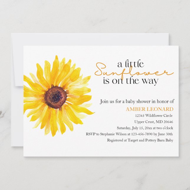Convites Sunflower Baby Shower Invitation | Editable Floral (Frente)