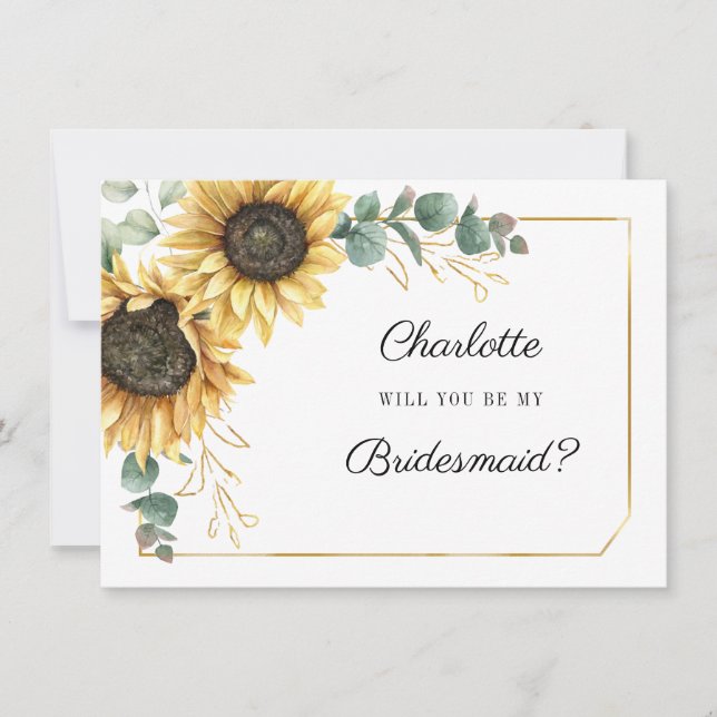 Convites  Sunflower Be My Bridesmaid Card (Frente)
