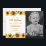 Convites Sunflower Birthday 50th Foto Floral Mulheres<br><div class="desc">Foto de Sunflower Birthday 50th - em qualquer idade - Mude o texto para se adequar ao seu partido.</div>
