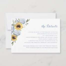 Convites Sunflower Blue Hydrangea Greenery Detalhes do Casa