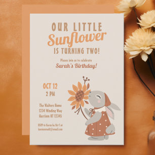 Convites Sunflower Boho Bunny Birthday