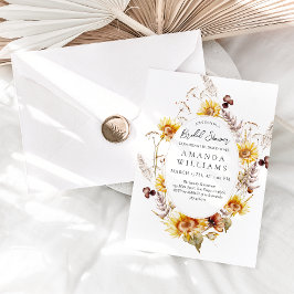 Convites Sunflower Boho Wildflower Modern Chá de panela Inv