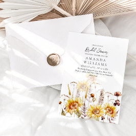 Convites Sunflower Boho Wildflower Modern Chá de panela Inv