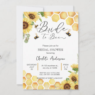 Convites Sunflower Bride para Casamento de Bee Rustic Brida
