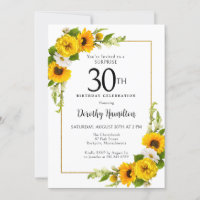Sunflower Daisy aniversário de 30 anos Surprise Pa