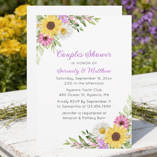 Convites Sunflower Daisy Floral Boho Garden Couples Shower (Criador carregado)