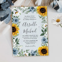 Sunflower Dusty Blue Country Rosa Rustic Casamento