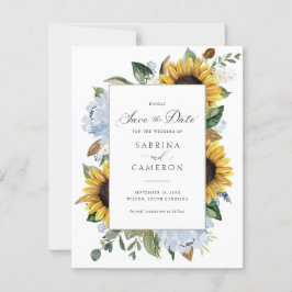 Convites Sunflower Dusty Blue Flowers Casamento Legante