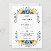 Sunflower Dusty Blue Slate Peony Casamento Floral