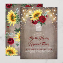 Sunflower e Burgundy Rosa Mason Jar Casamento outo