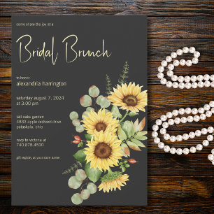 Convites Sunflower e Eucalyptus em Black Bridal Brunch