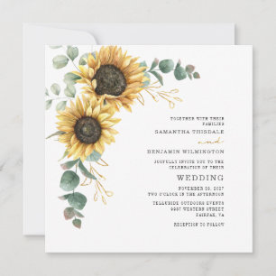 Convites Sunflower Eucalyptus Deixa Casamento Floral