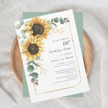 Convites Sunflower Eucalyptus Floral 60º aniversário<br><div class="desc">Sunflower Eucalyptus Botanical Floral 60th Aniversário Convite para personalizar facilmente com os detalhes do seu partido clicando no botão "Personalizar". Perfeito para outros aniversários. Apresentando a escrita moderna e a tipografia e a folhagem dourada falsa</div>