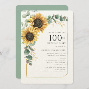 Convites Sunflower Floral 100º aniversário