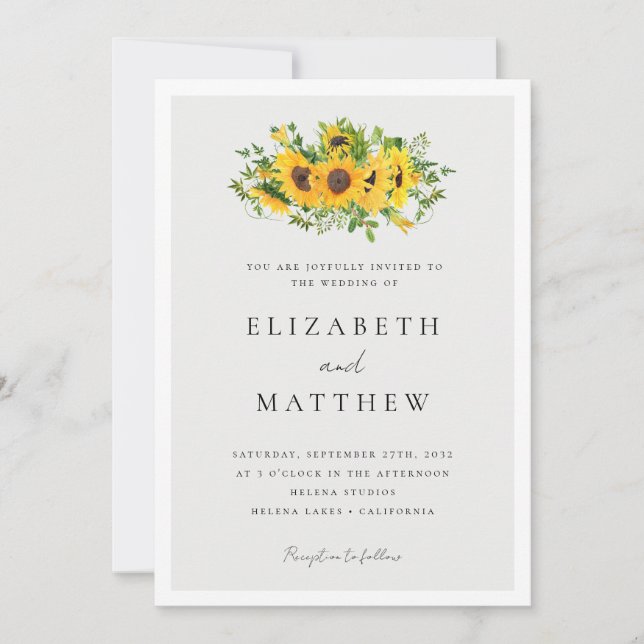Convites Sunflower Floral All in One Weding (Frente)