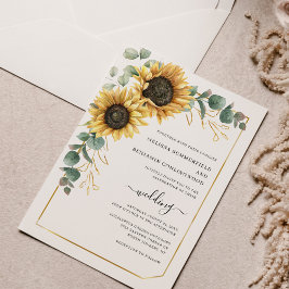 Convites Sunflower Floral Eucalyptus Wedding