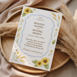 Convites Sunflower Floral Rustic Elegant Wedding