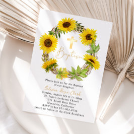 Convites Sunflower Frame Baptism Christening