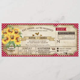 Convites Sunflower Gingham Check Country Picnic Casamento