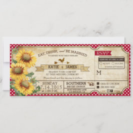 Convites Sunflower Gingham Check Country Picnic Casamento