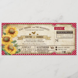 Convites Sunflower Gingham Check Country Picnic Casamento