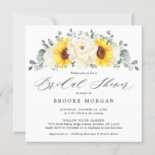 Convites Sunflower Ivory Peony Chá de panela Floral