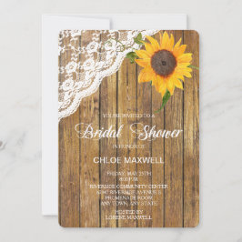 Convites Sunflower Lace Wood Floral Chá de panela