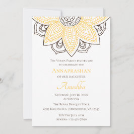 Convites Sunflower Mandala Amarelo | Annaprashan
