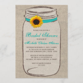 Convites Sunflower Mason Jar Chá de panela