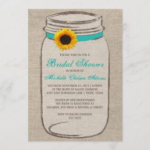 Convites Sunflower Mason Jar Chá de panela