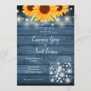 Convites Sunflower Mason Jar String Luz Casamento Russo