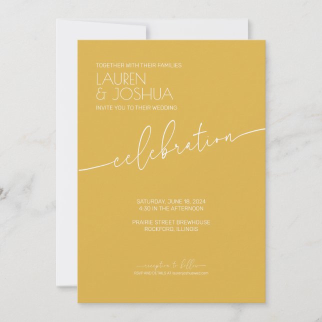 Convites Sunflower ・ Moderno Casamento de Script Minimalist (Frente)