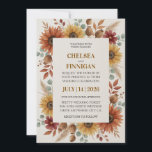 Convites Sunflower Outdoor Chic Fall Invitation<br><div class="desc">Discover a beautiful Sunflower Outdoor Chic Fall Invitation design inspired by the warm colors and natural beauty of autumn. This elegant template features charming sunflower accents and a soft, rustic outdoor style that perfectly captures the cozy atmosphere of fall celebrations. The layout is thoughtfully designed with a clean, empty center...</div>