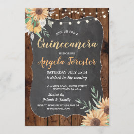 Convites Sunflower Quinceanera Party Wood Lights