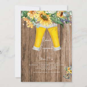 Convites Sunflower Redneck Boots Festa de noivado de madeir