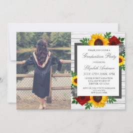 Convites Sunflower Rose Floral Graduation Party