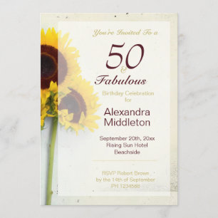 Convites Sunflower Rustic 50th Aniversário