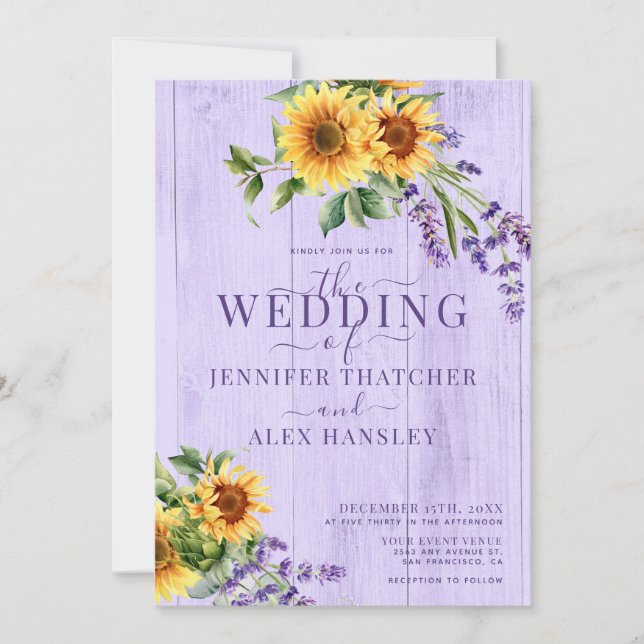 Convites Sunflower Rustic Floral Wedding (Frente)