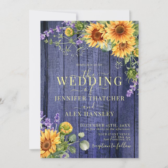 Convites Sunflower Rustic Floral Weditation (Frente)