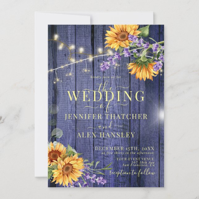 Convites Sunflower Rustic Floral Weditation (Frente)