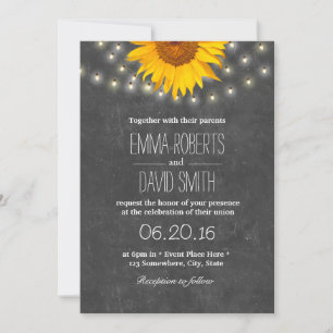 Convites Sunflower & String Lights Casamento