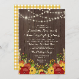 Convites Sunflower & String Luzes Russo Casamento