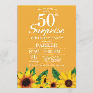 Convites Sunflower Surprise 50th Birthday Invitation