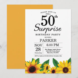 Convites Sunflower Surprise 50th Birthday Invitation