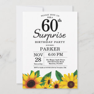 Convites Sunflower Surprise 60th Birthday Invitation