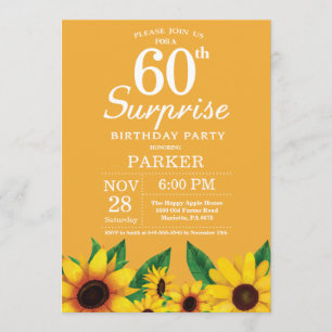 Convites Sunflower Surprise 60th Birthday Invitation
