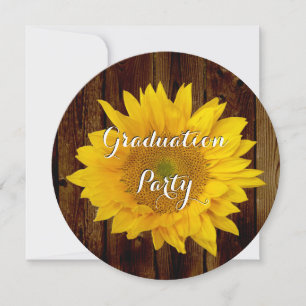 Convites Sunflower Vintage Wood Festa de formatura